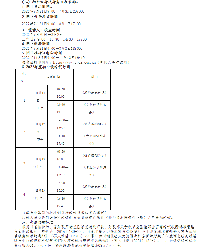 2022年湖北中级经济师报名需要花费多少