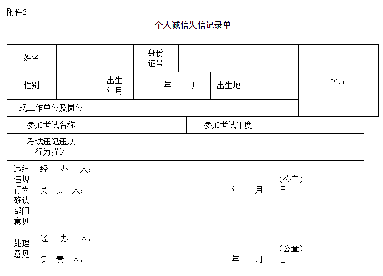 2022湖南一建报名个人诚信失信记录单