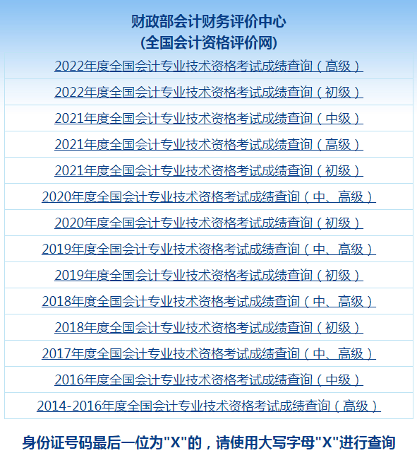 全国会计资格评价网成绩查询入口