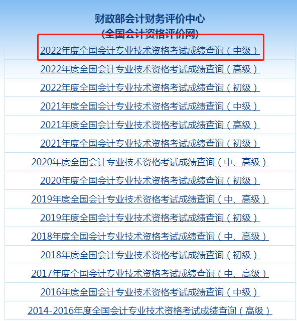 全国会计资格评价网成绩查询入口